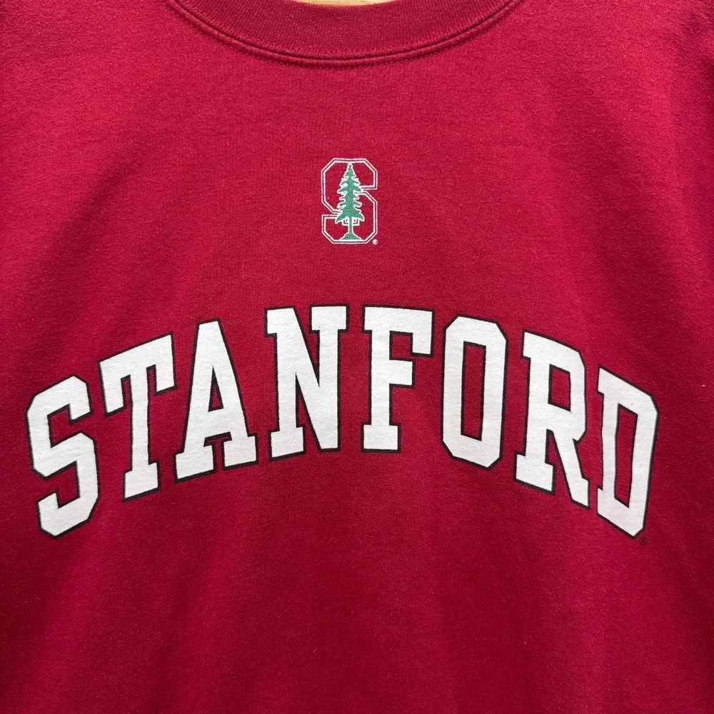 Vintage 90s Stanford University Mens‎ L Red Sweater Pullover Campus Colors Logo